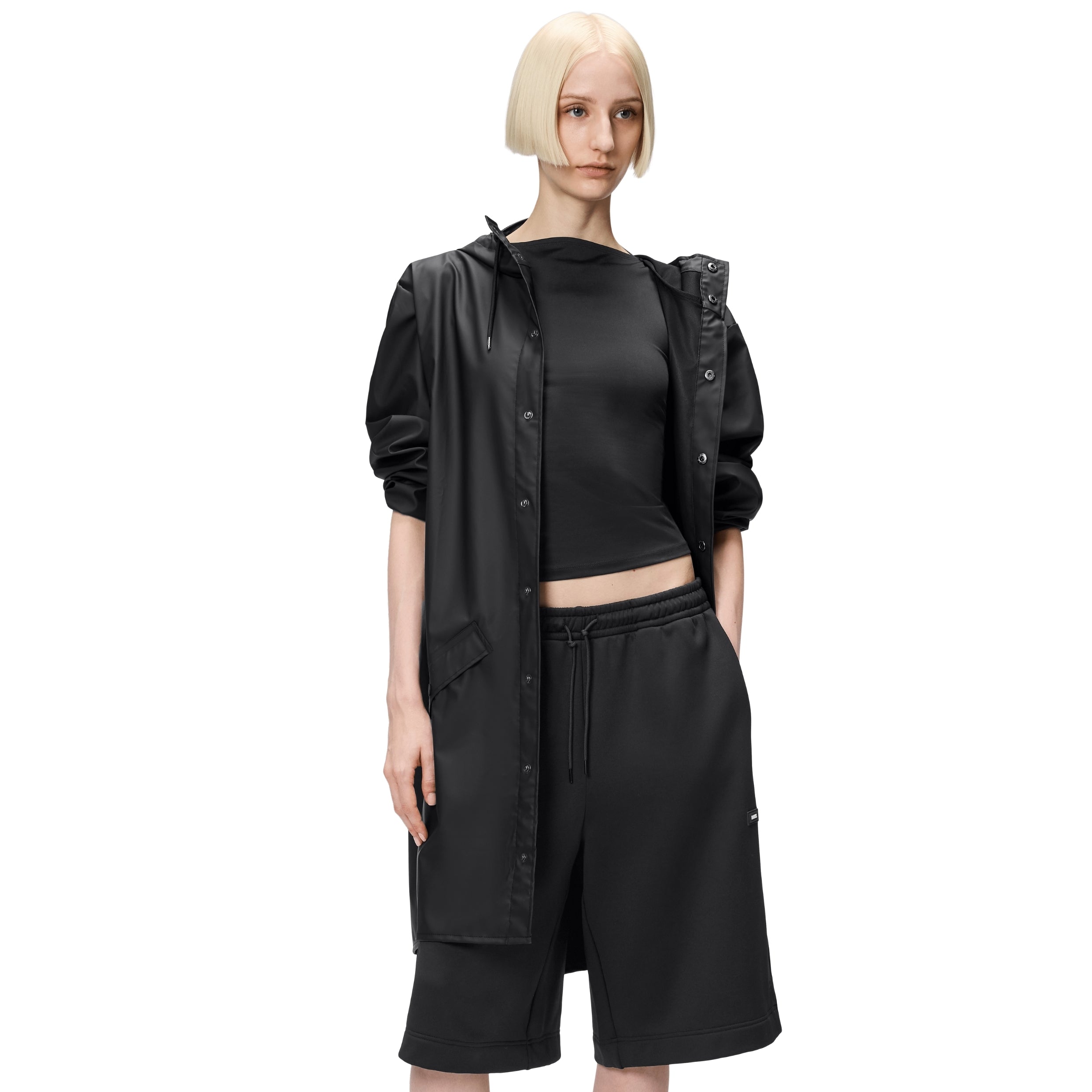 Rains Long Jacket in Black