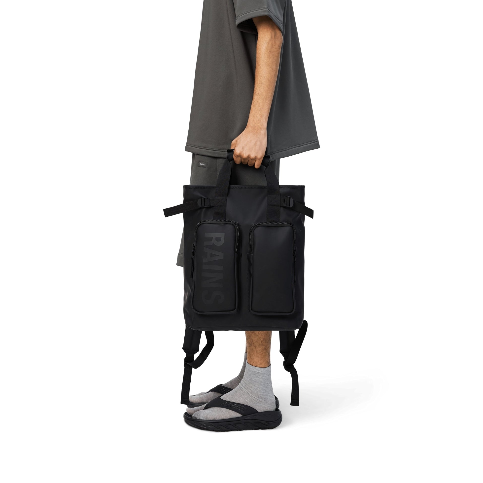 Rains Texel Tote Backpack in Black