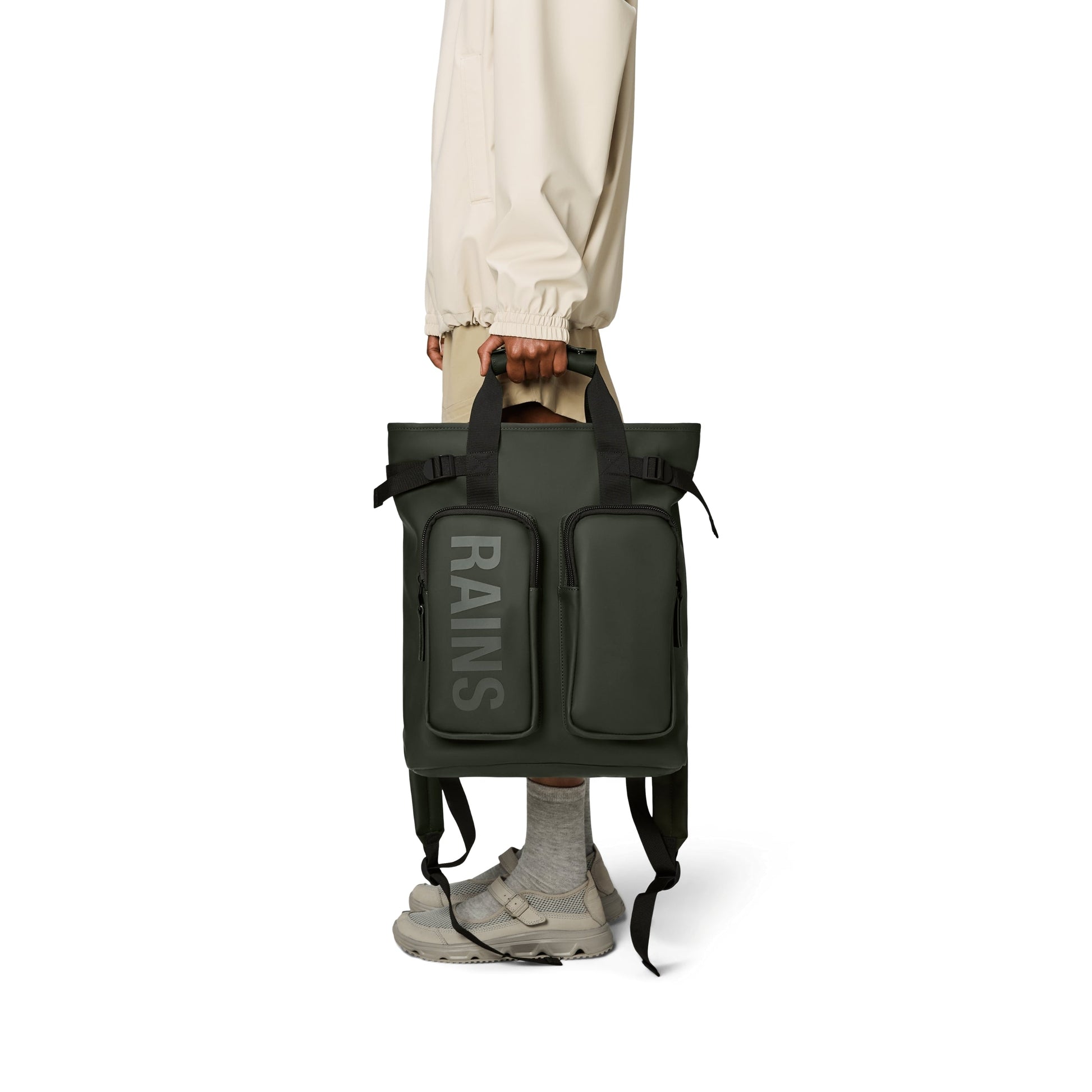 Rains Texel Tote Backpack in Green