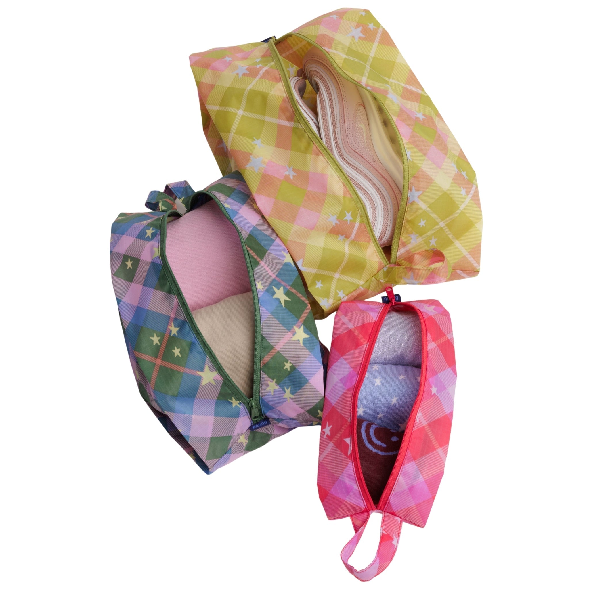 Baggu 3D Zip Set in Star Plaid