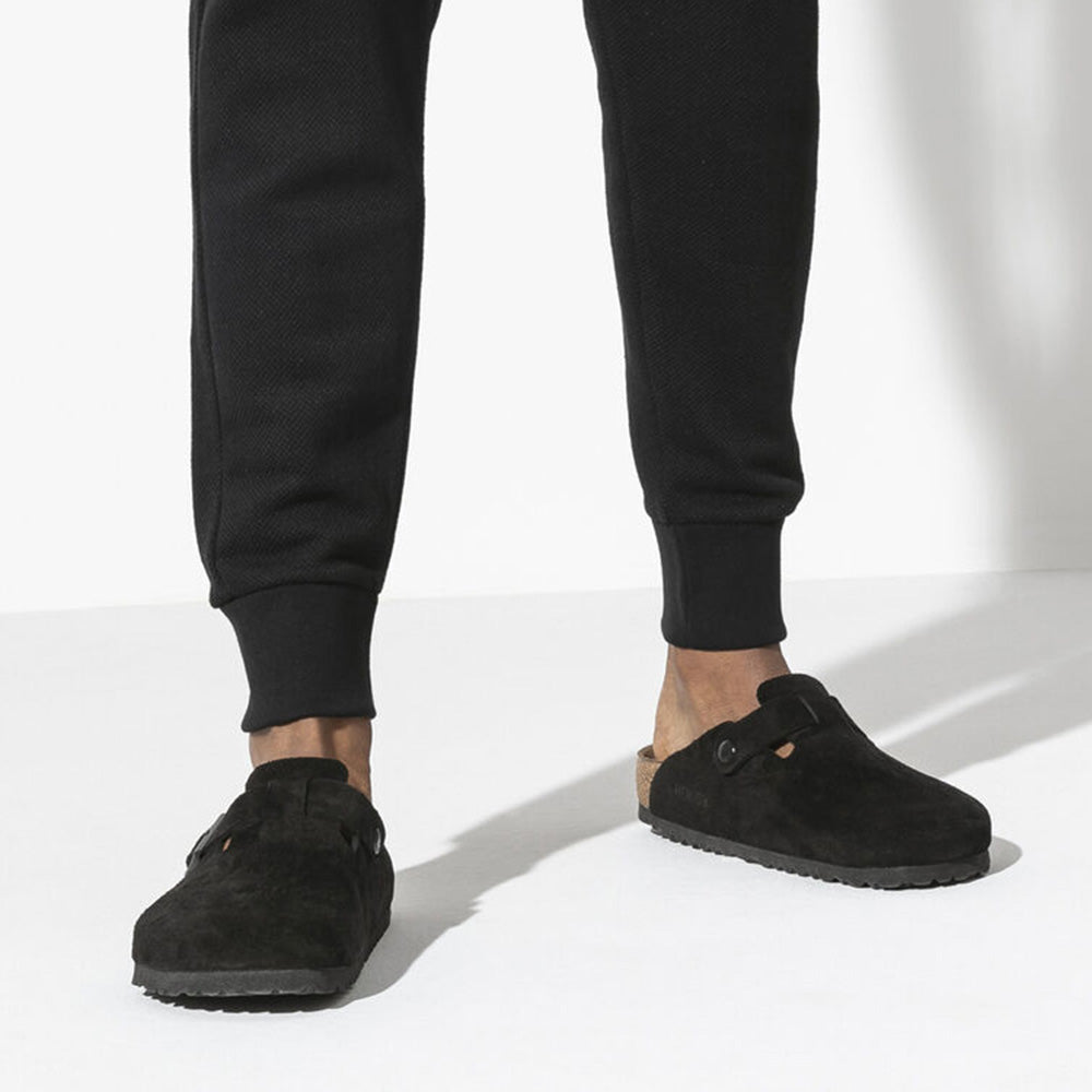 Birkenstock Boston Softbed Suede Leather in Mocha