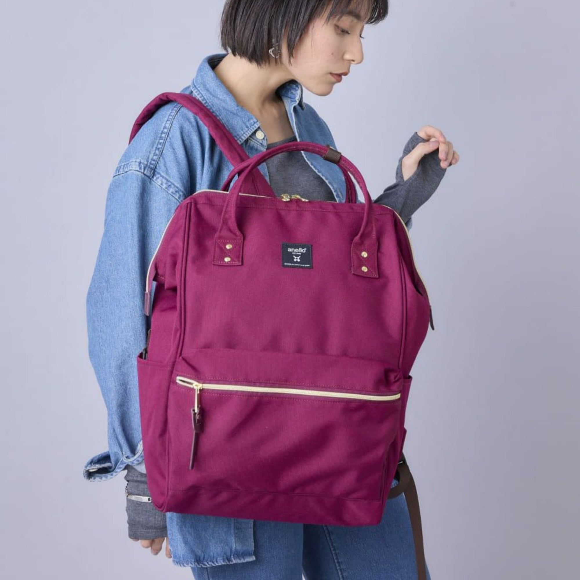 Anello Cross Bottle Backpack Large in Dark Burgundy