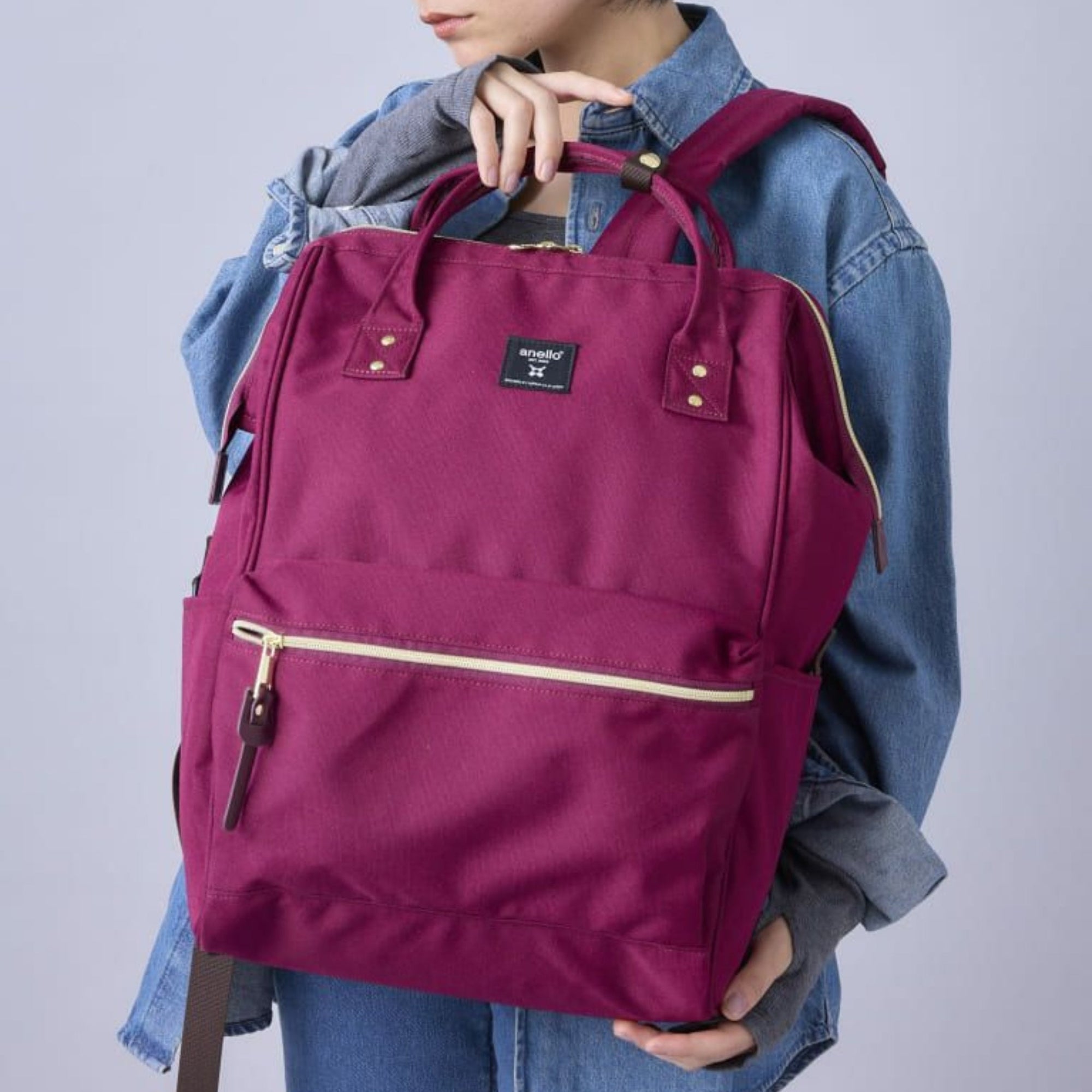 Anello Cross Bottle Backpack Large in Dark Burgundy