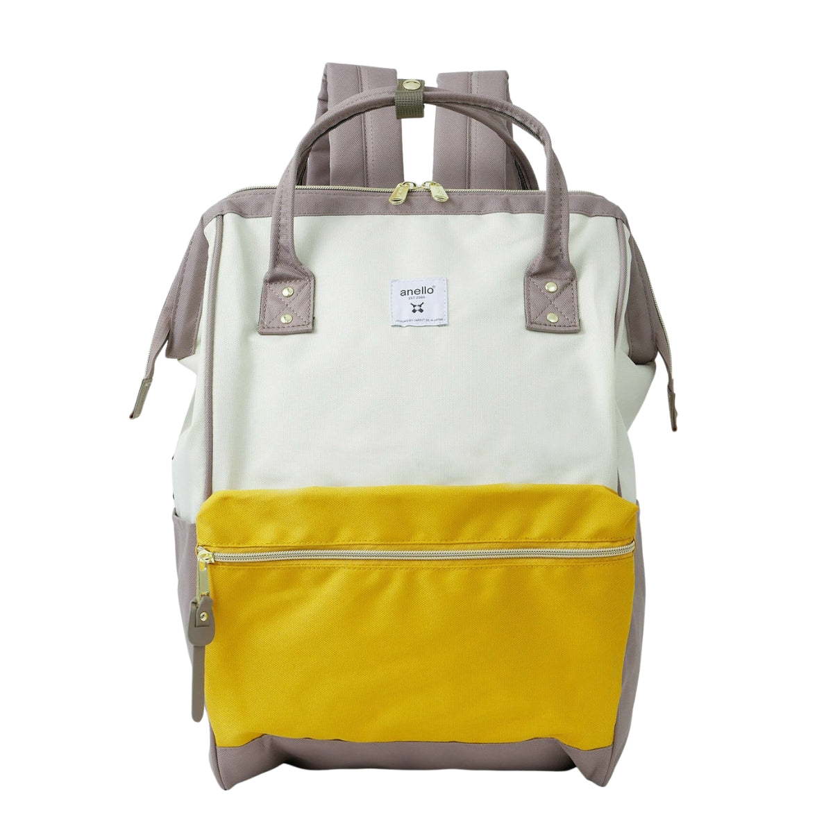 Anello Cross Bottle Backpack Large in Ivory Mustard