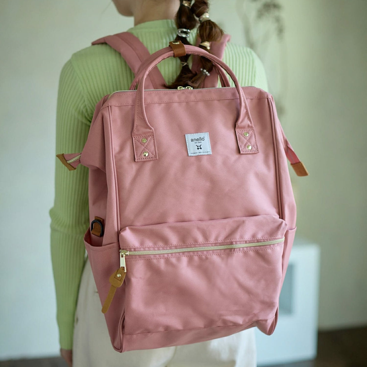 Anello Cross Bottle Backpack Large in Pink
