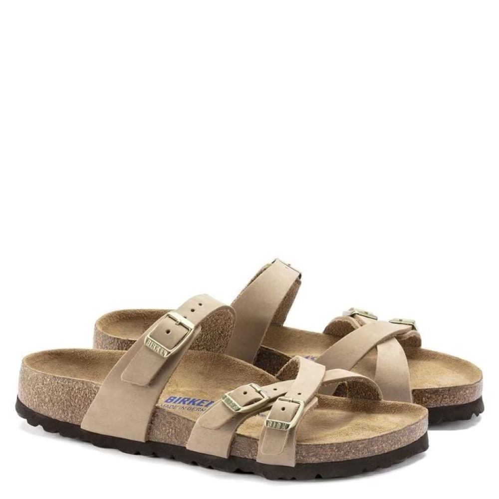 Birkenstock Women's Franca Nubuck Leather Soft Footbed in Sandcastle