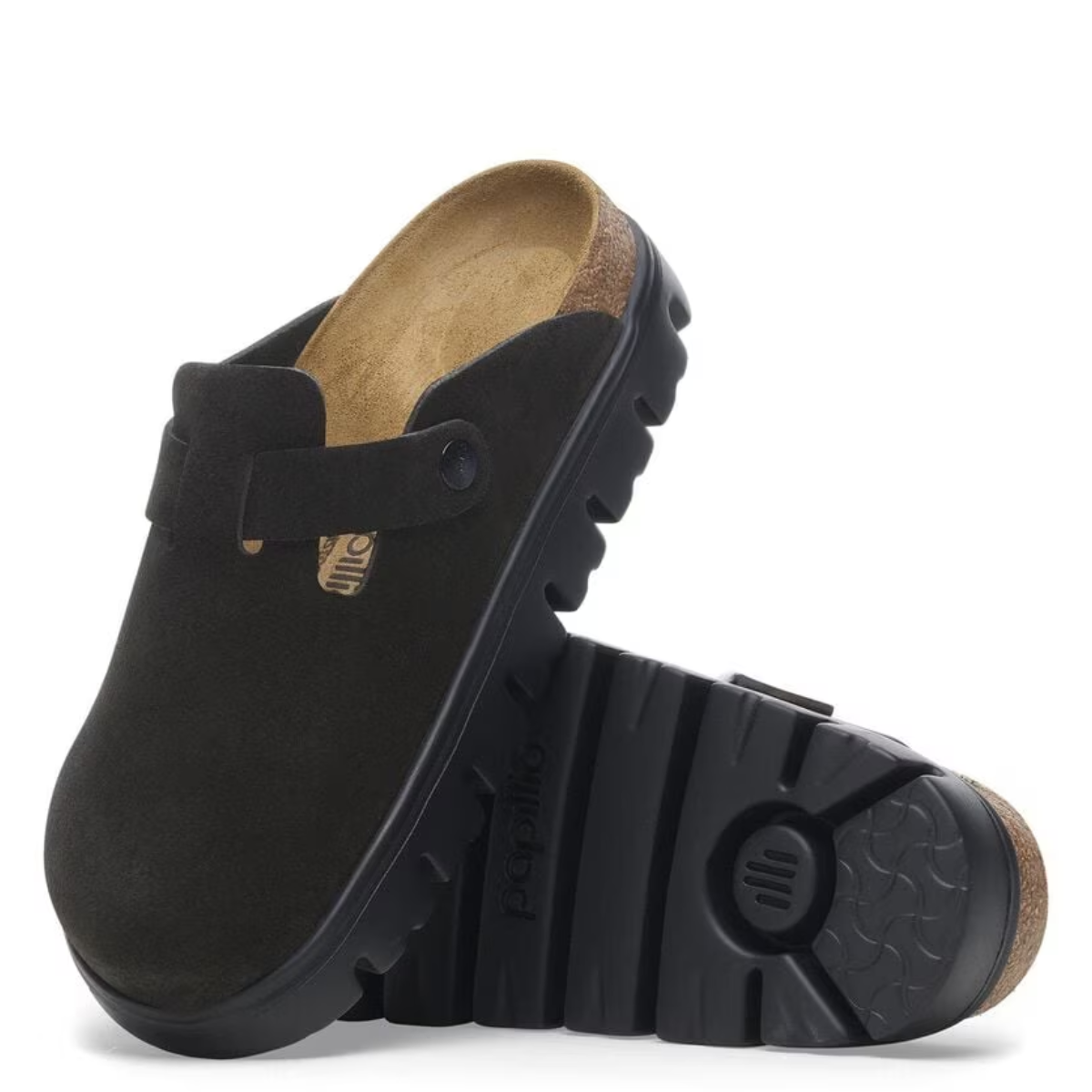 Birkenstock Women's Boston Chunky Suede Leather in Black/Black