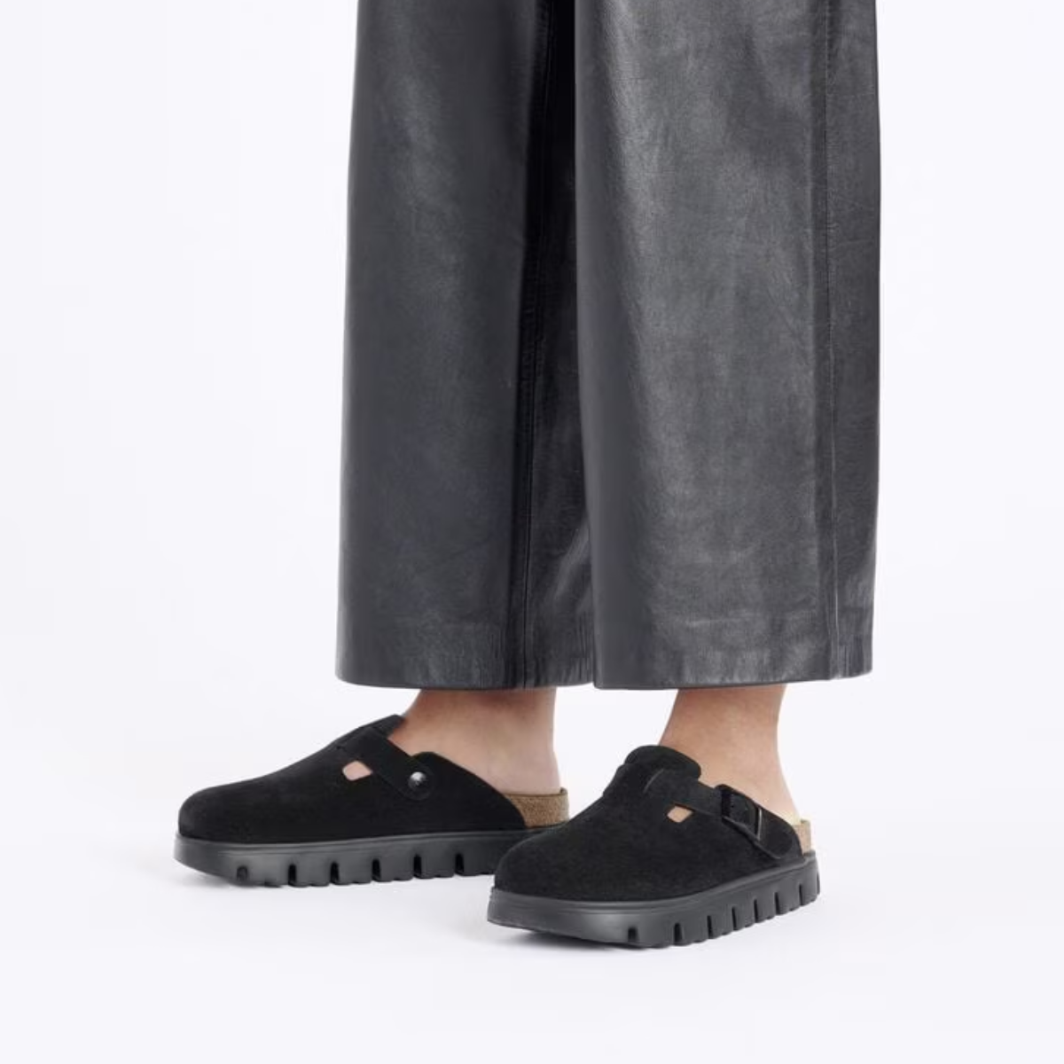 Birkenstock Women's Boston Chunky Suede Leather in Black/Black