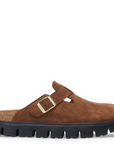 Birkenstock Women's Boston Chunky Suede Leather in Dark Tea/ Black