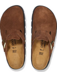 Birkenstock Women's Boston Chunky Suede Leather in Dark Tea/ Black