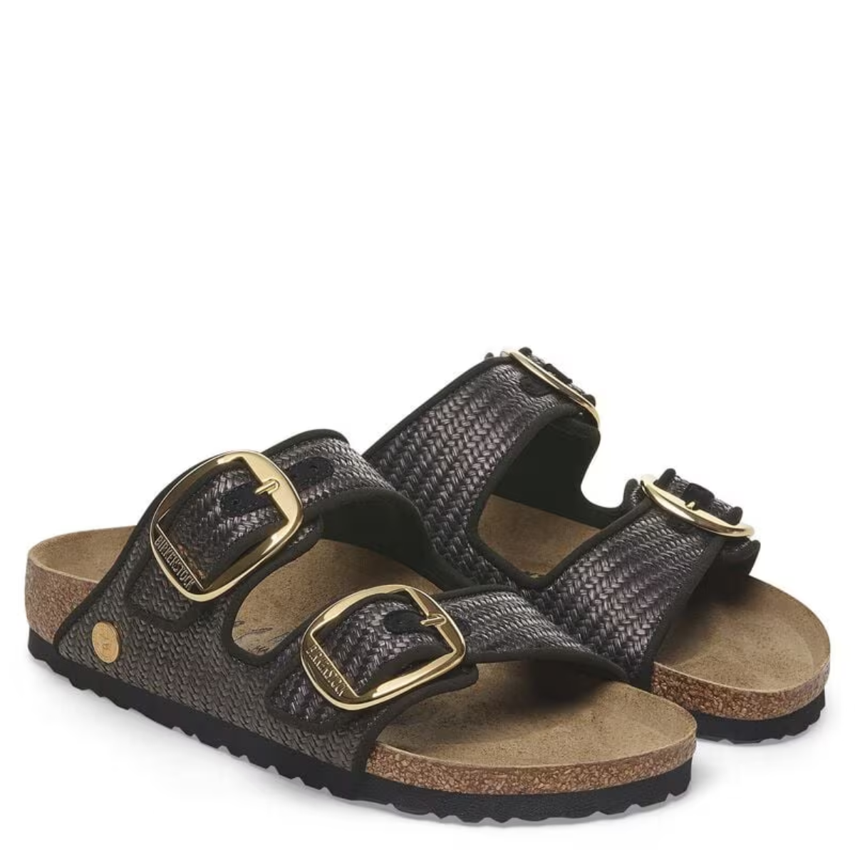 Birkenstock Women's Arizona Big Buckle Raffia Textile in Black