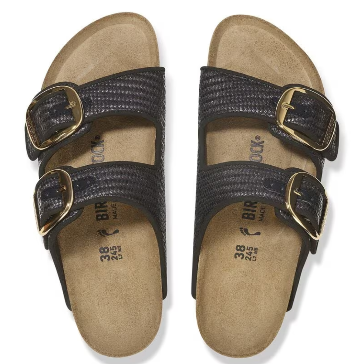 Birkenstock Women's Arizona Big Buckle Raffia Textile in Black