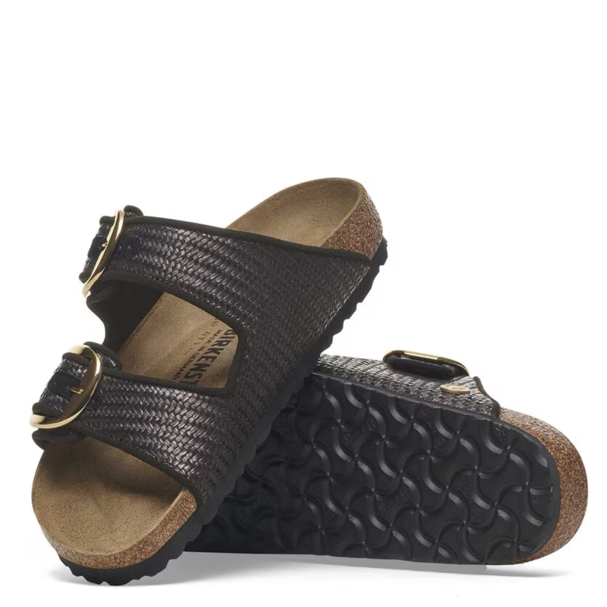 Birkenstock Women's Arizona Big Buckle Raffia Textile in Black