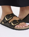 Birkenstock Women's Arizona Big Buckle Raffia Textile in Black