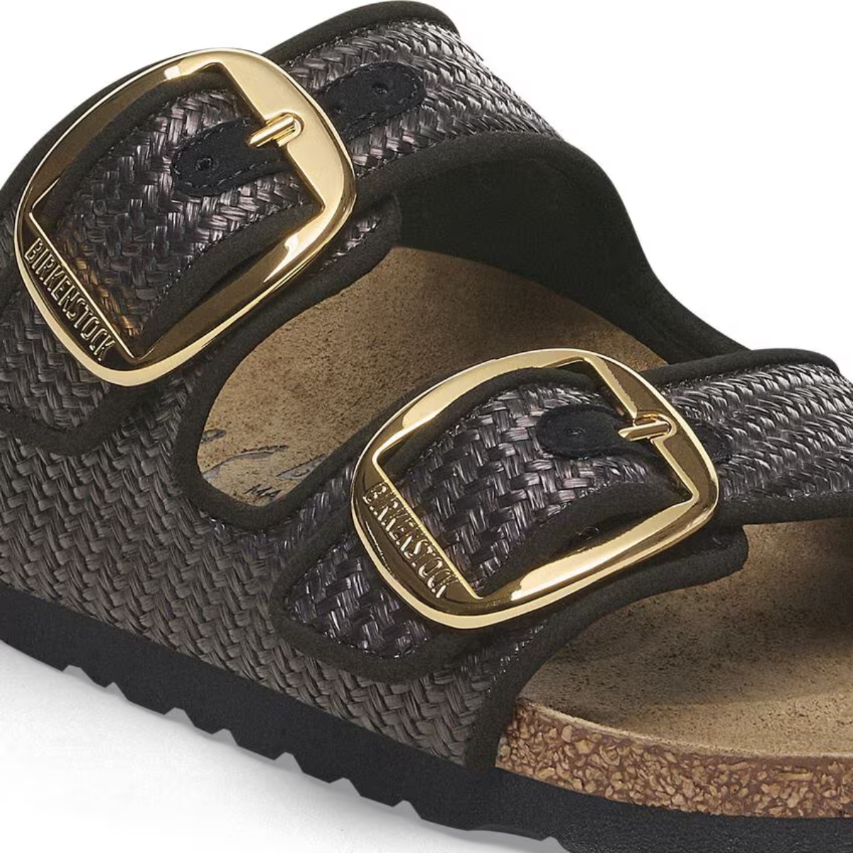 Birkenstock Women's Arizona Big Buckle Raffia Textile in Black