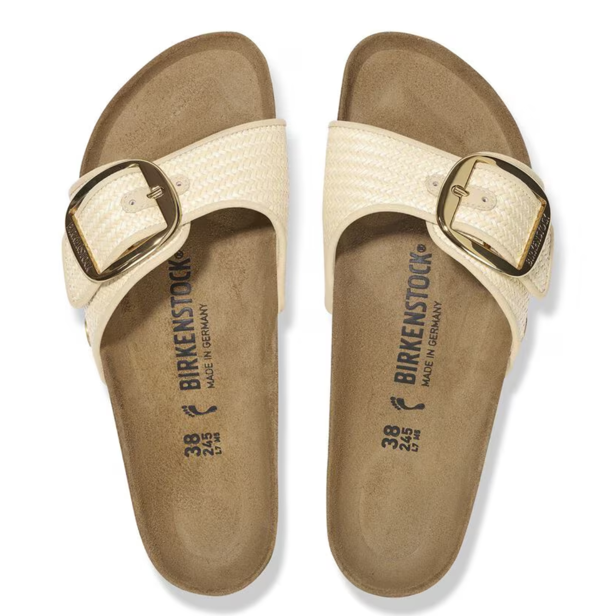 Birkenstock Women's Madrid Big Buckle Raffia Textile in Naturale