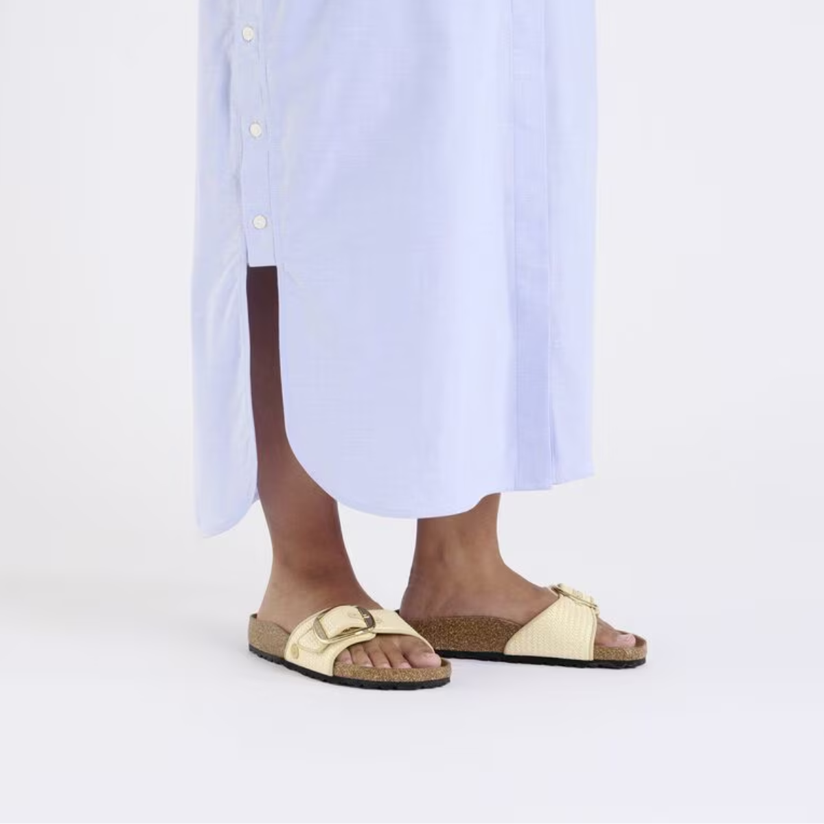 Birkenstock Women's Madrid Big Buckle Raffia Textile in Naturale