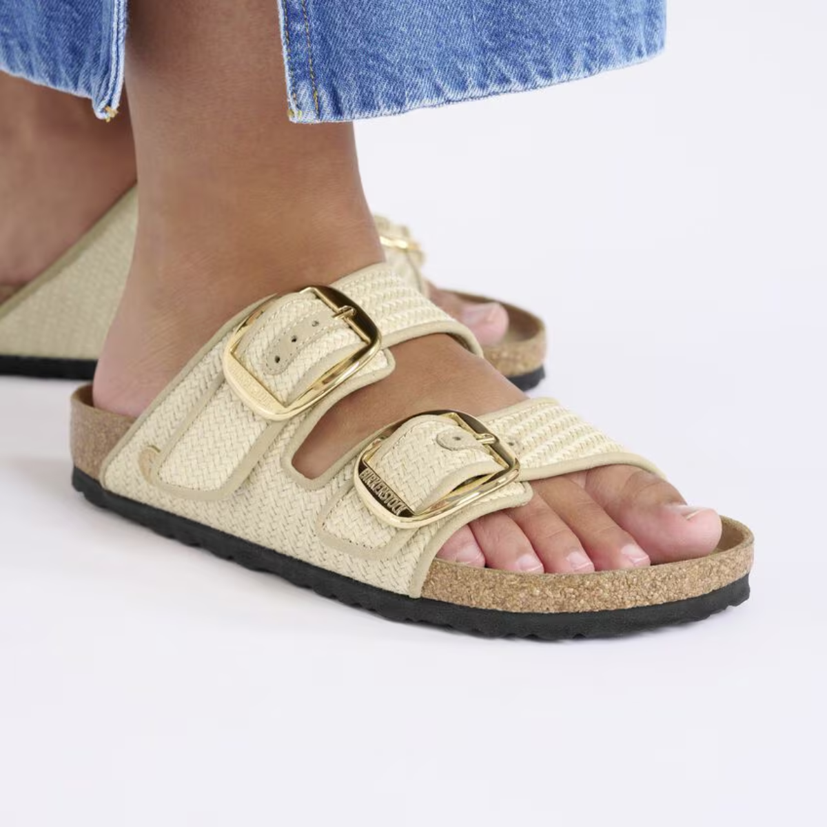 Birkenstock Women's Arizona Big Buckle Raffia Textile in Naturale