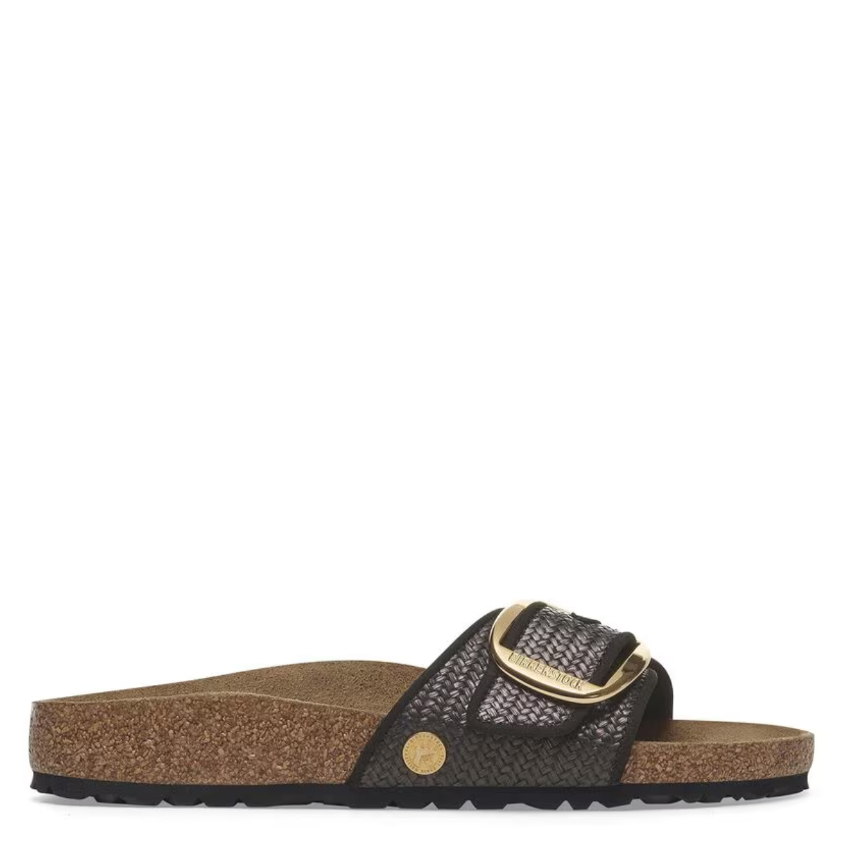 Birkenstock Women's Madrid Big Buckle Raffia Textile in Black