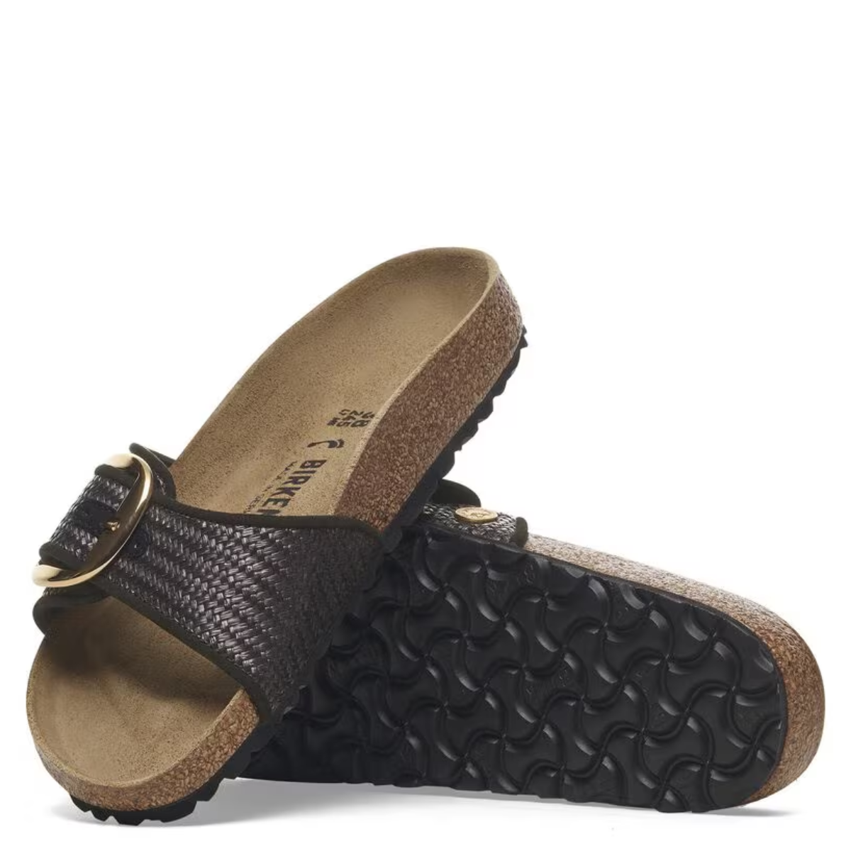 Birkenstock Women's Madrid Big Buckle Raffia Textile in Black