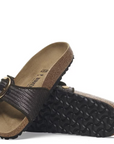 Birkenstock Women's Madrid Big Buckle Raffia Textile in Black