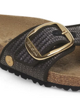Birkenstock Women's Madrid Big Buckle Raffia Textile in Black