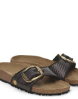 Birkenstock Women's Madrid Big Buckle Raffia Textile in Black