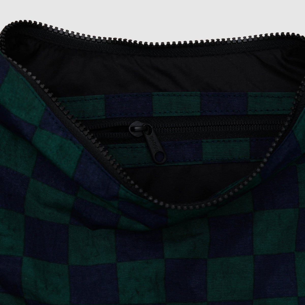 Baggu Medium Nylon Crescent Bag in Navy Green Check