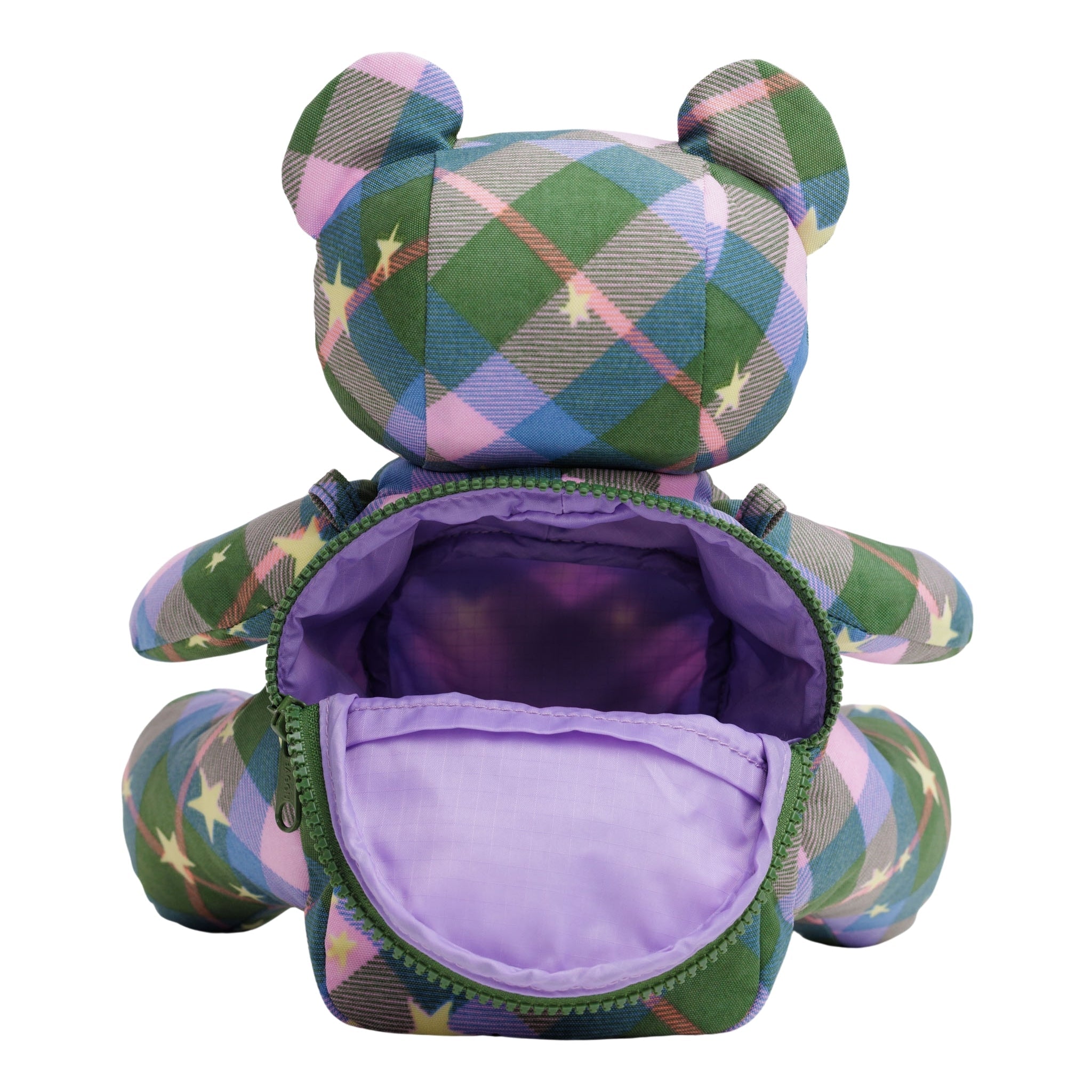 Baggu Bear Bag in Green Star Plaid