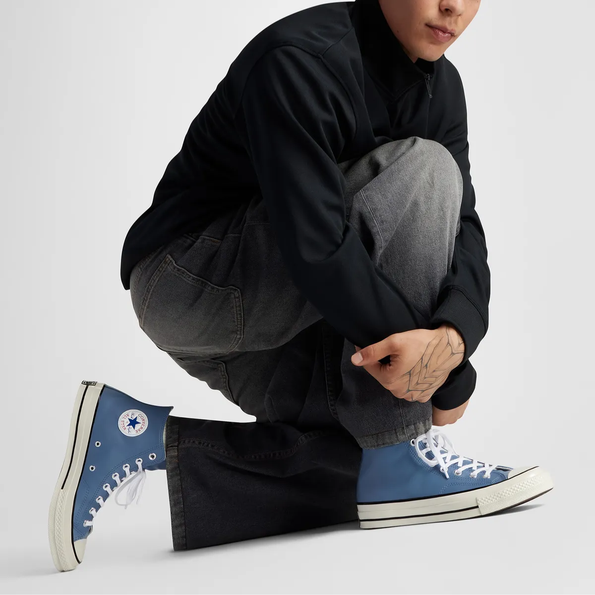 Converse Men's Chuck 70 Leather High Top in Lakeside Blue/Red/White