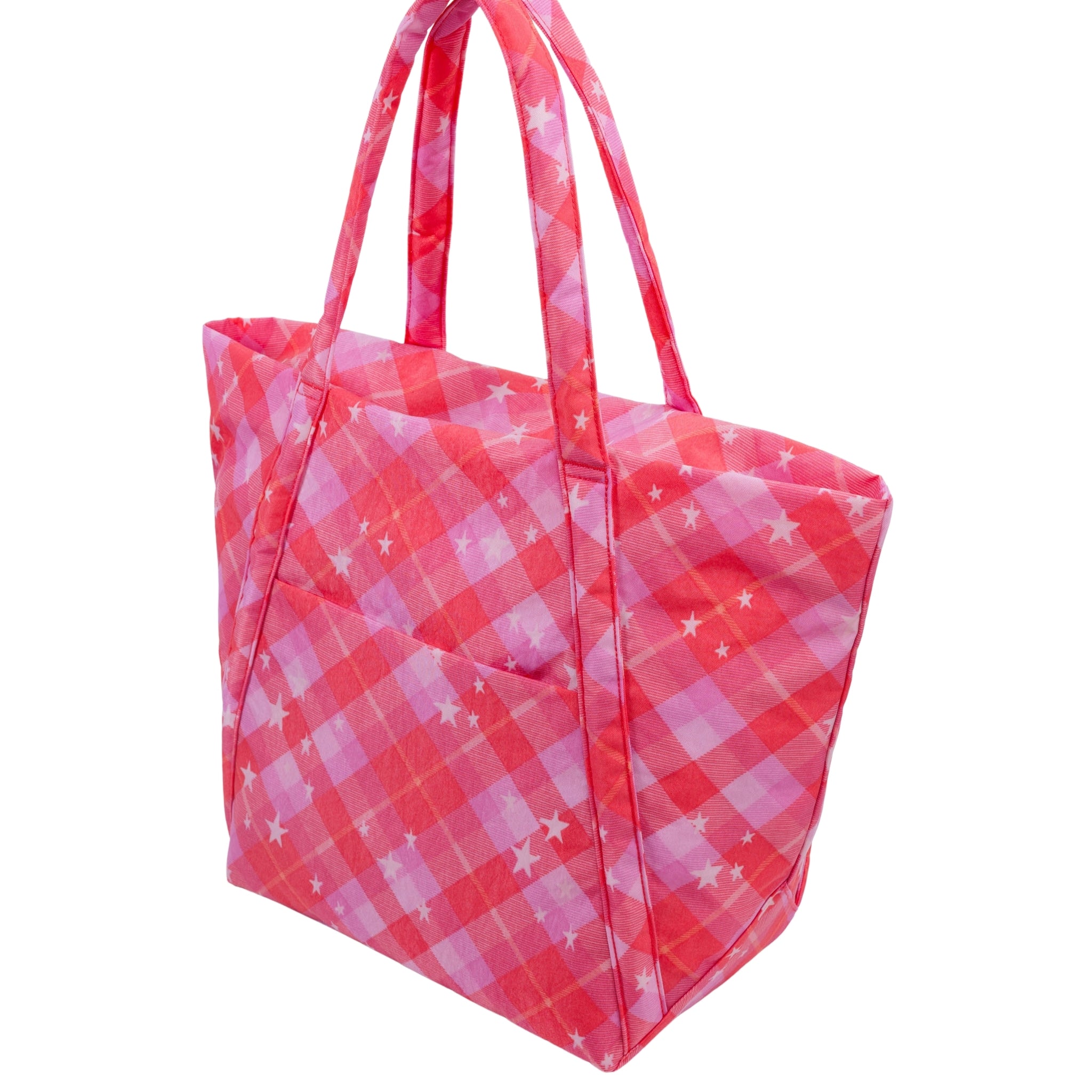 Baggu Cloud Bag in Pink Star Plaid