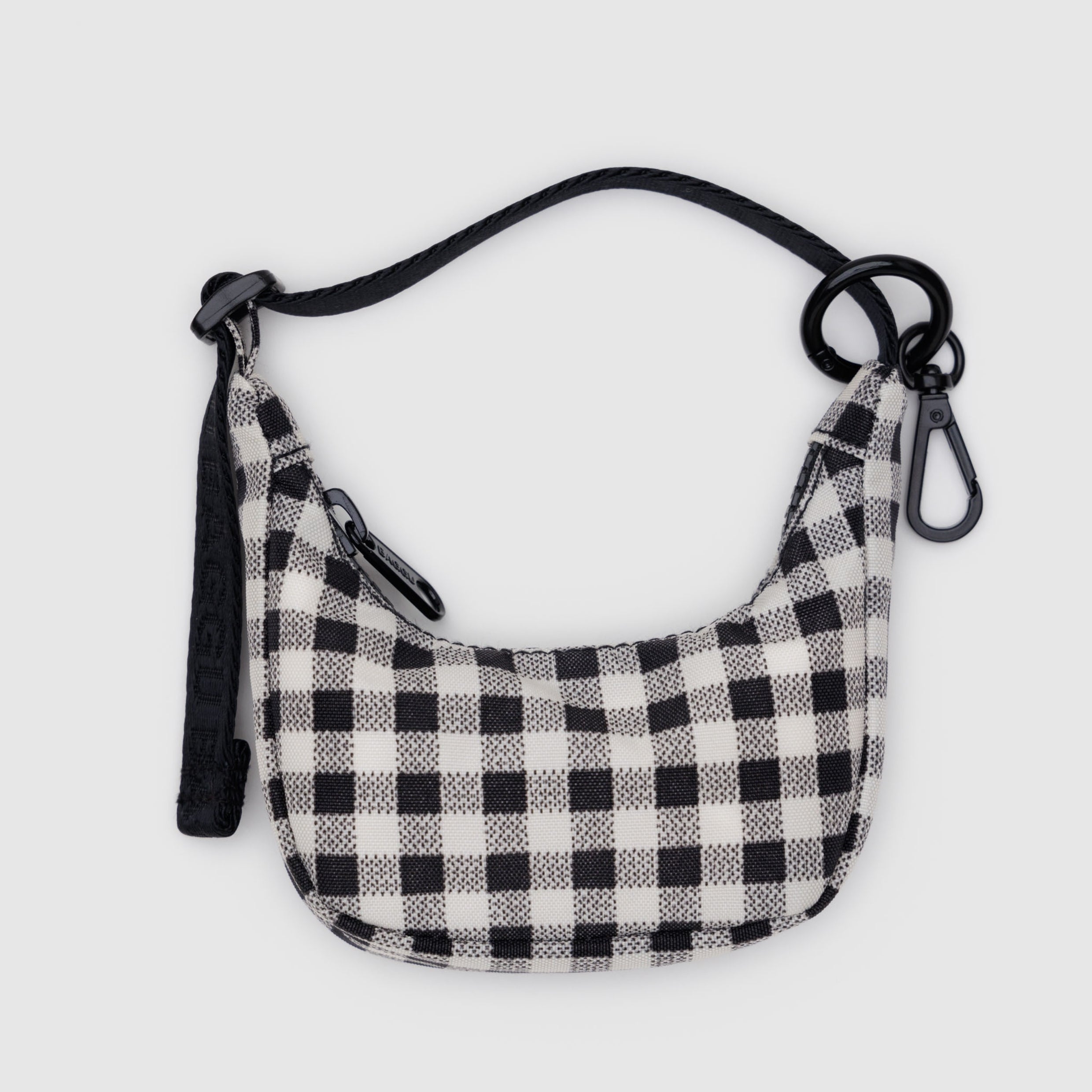 Baggu Crescent Bag Charm in Black & White Gingham