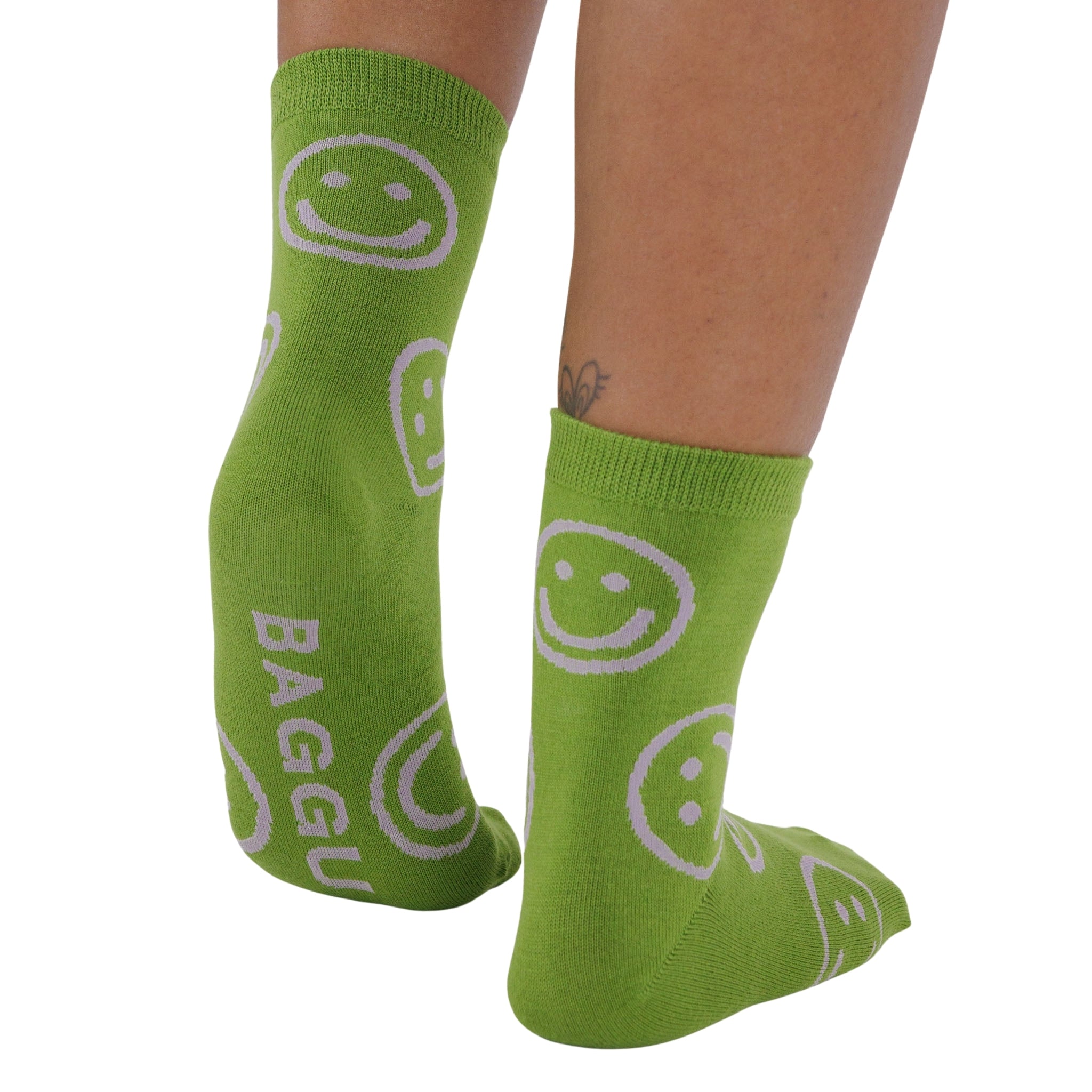 Baggu Crew Sock in Pear Happy