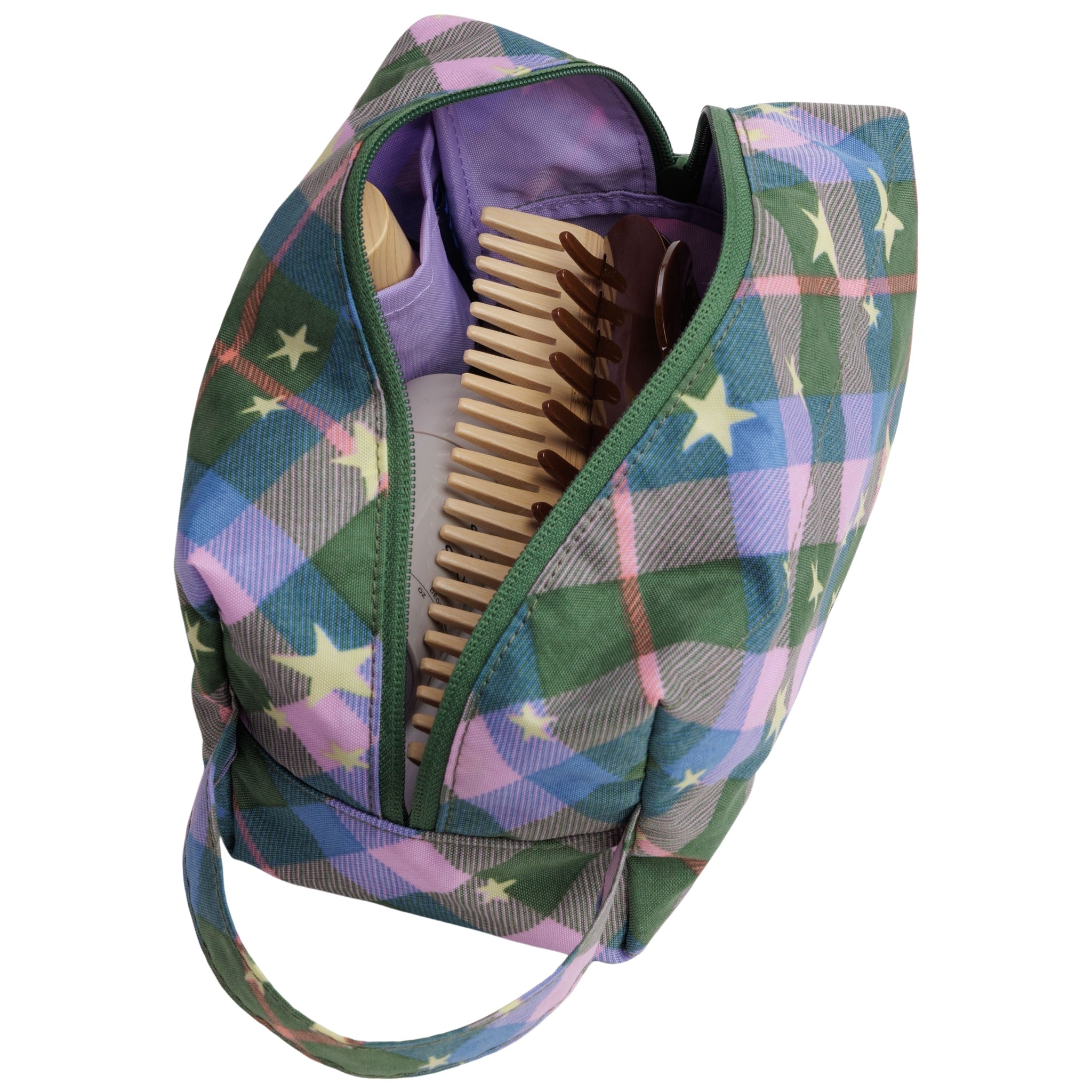 Baggu Dopp Kit in Green Star Plaid