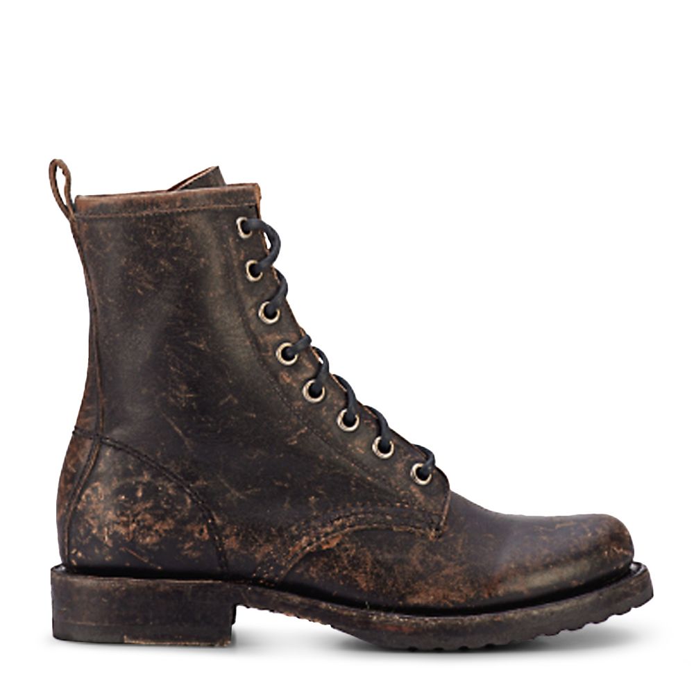 Frye Women's Veronica Combat in Black/Brush Off Full Grain