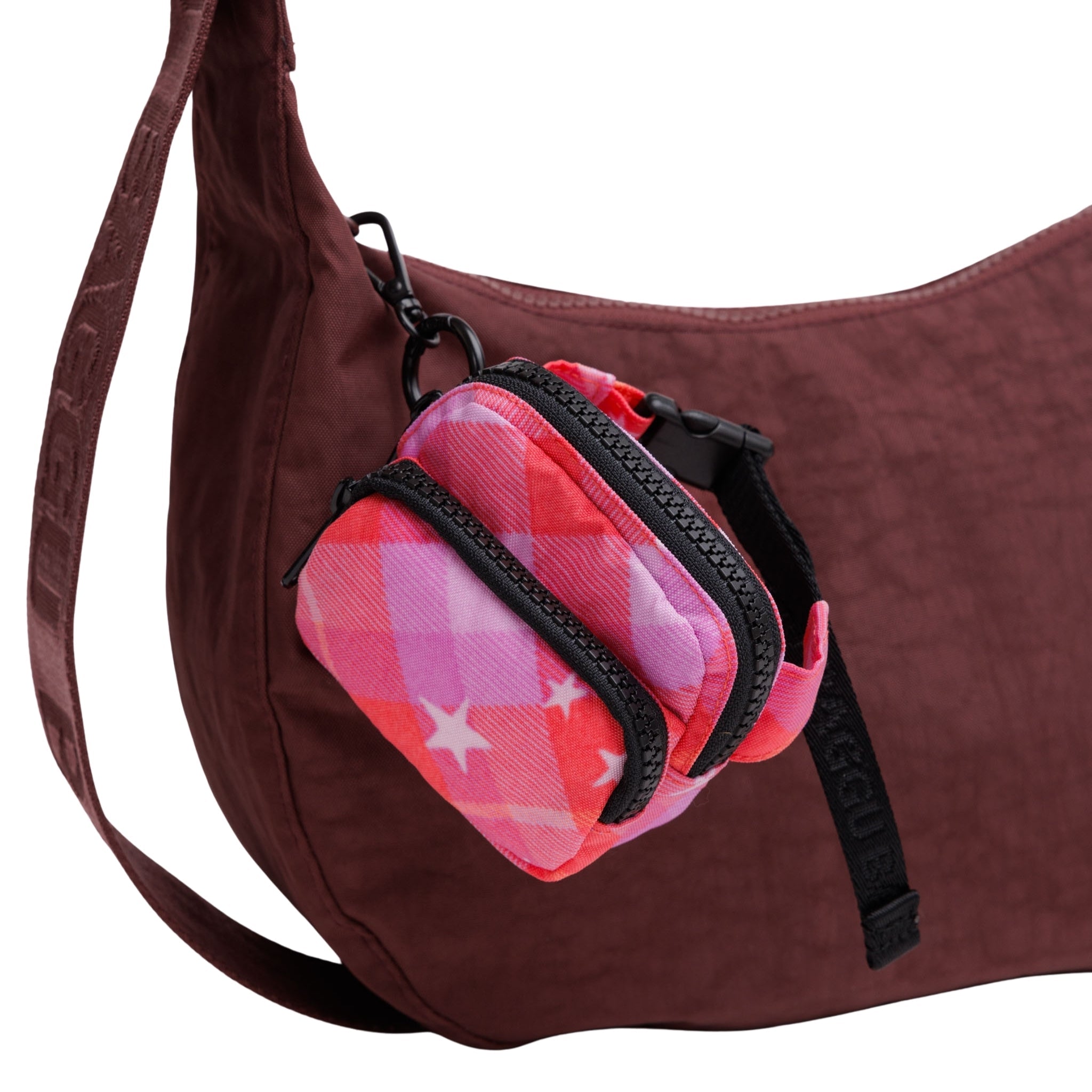 Baggu Fanny Pack Charm in Pink Star Plaid