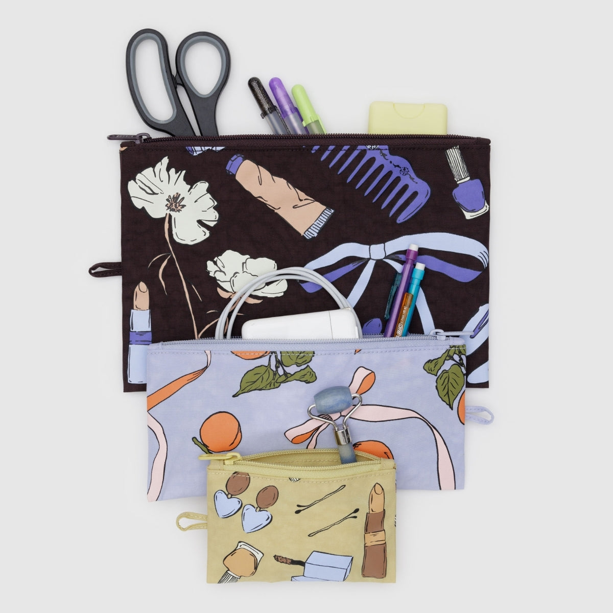 Baggu Flat Pouch Set in Get Ready With Me