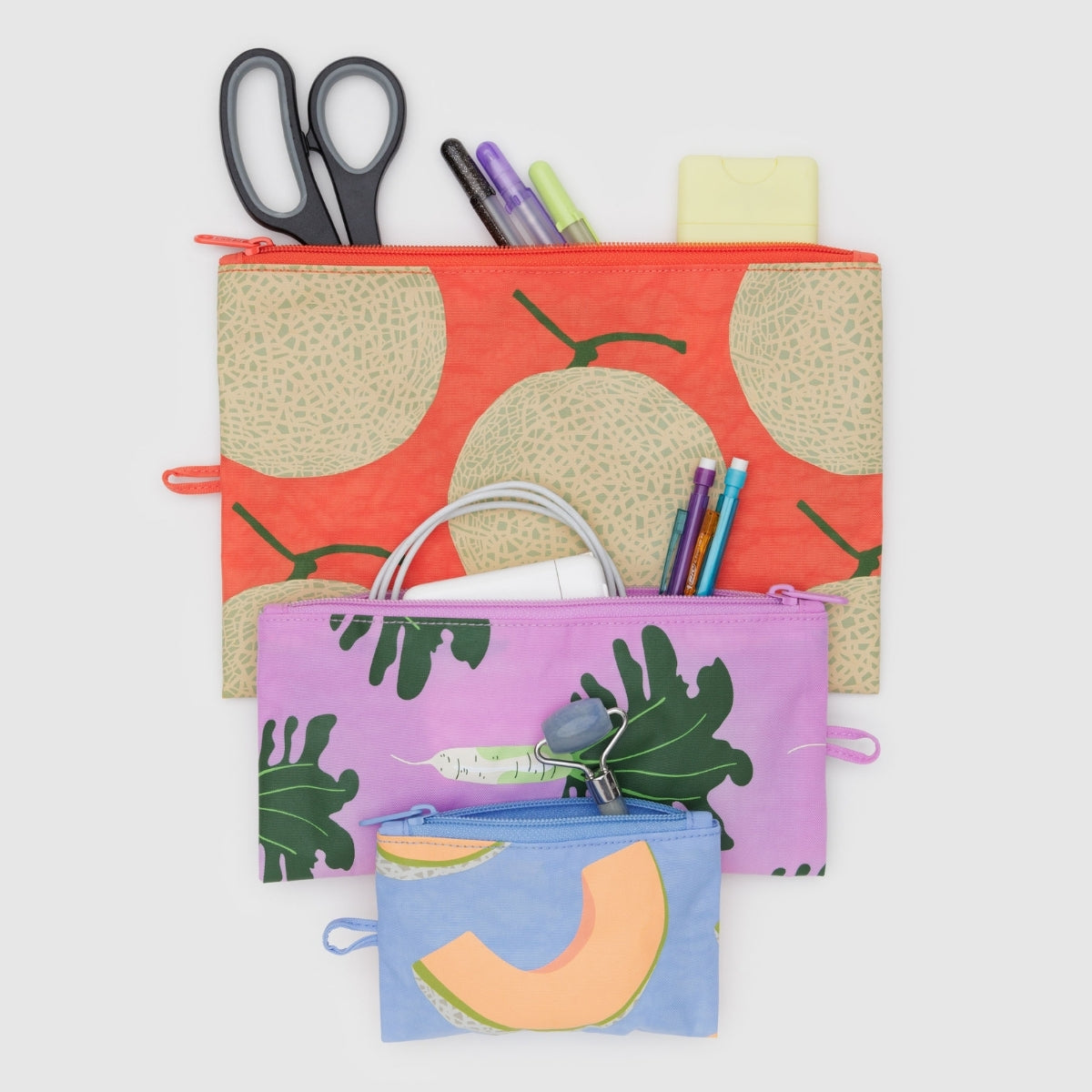 Baggu Flat Pouch Set in Japanese Produce