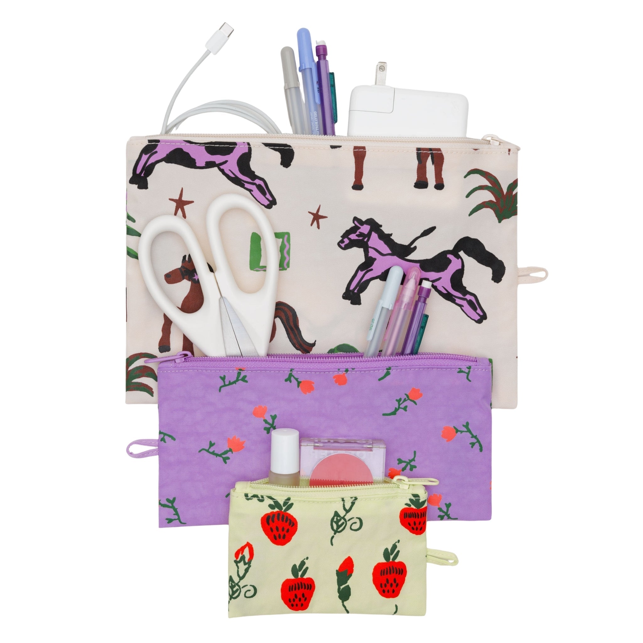 Baggu Flat Pouch Set in Painted Prairie
