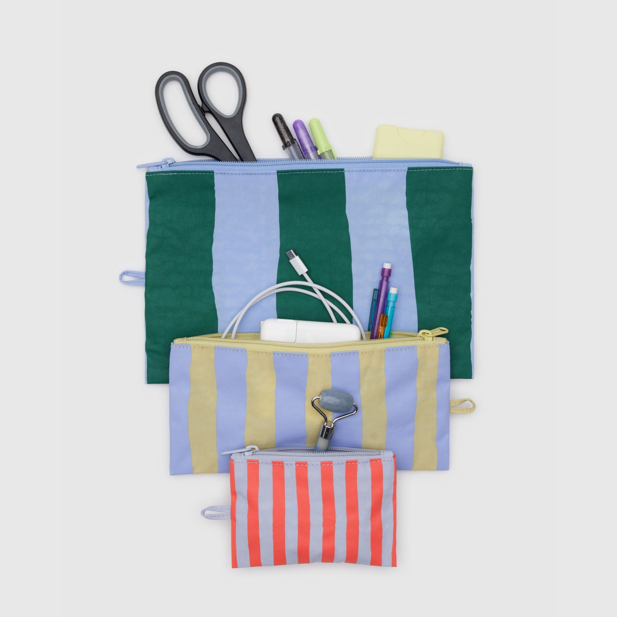 Baggu Flat Pouch Set in Painted Stripes