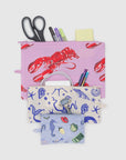 Baggu Flat Pouch Set in Sea Creatures