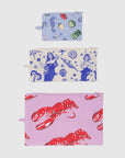 Baggu Flat Pouch Set in Sea Creatures