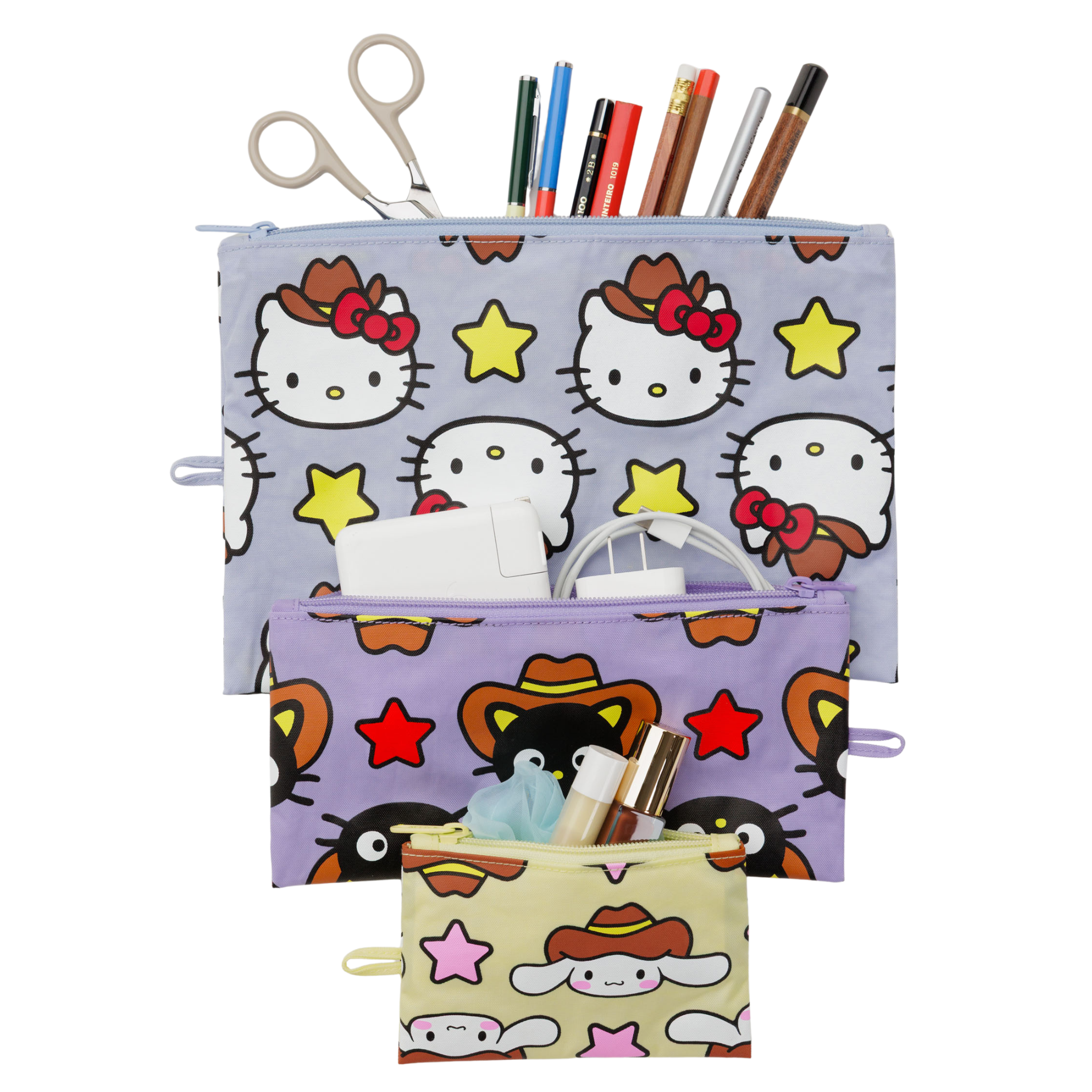 Baggu Flat Pouch Set in Hello Kitty & Friends Western