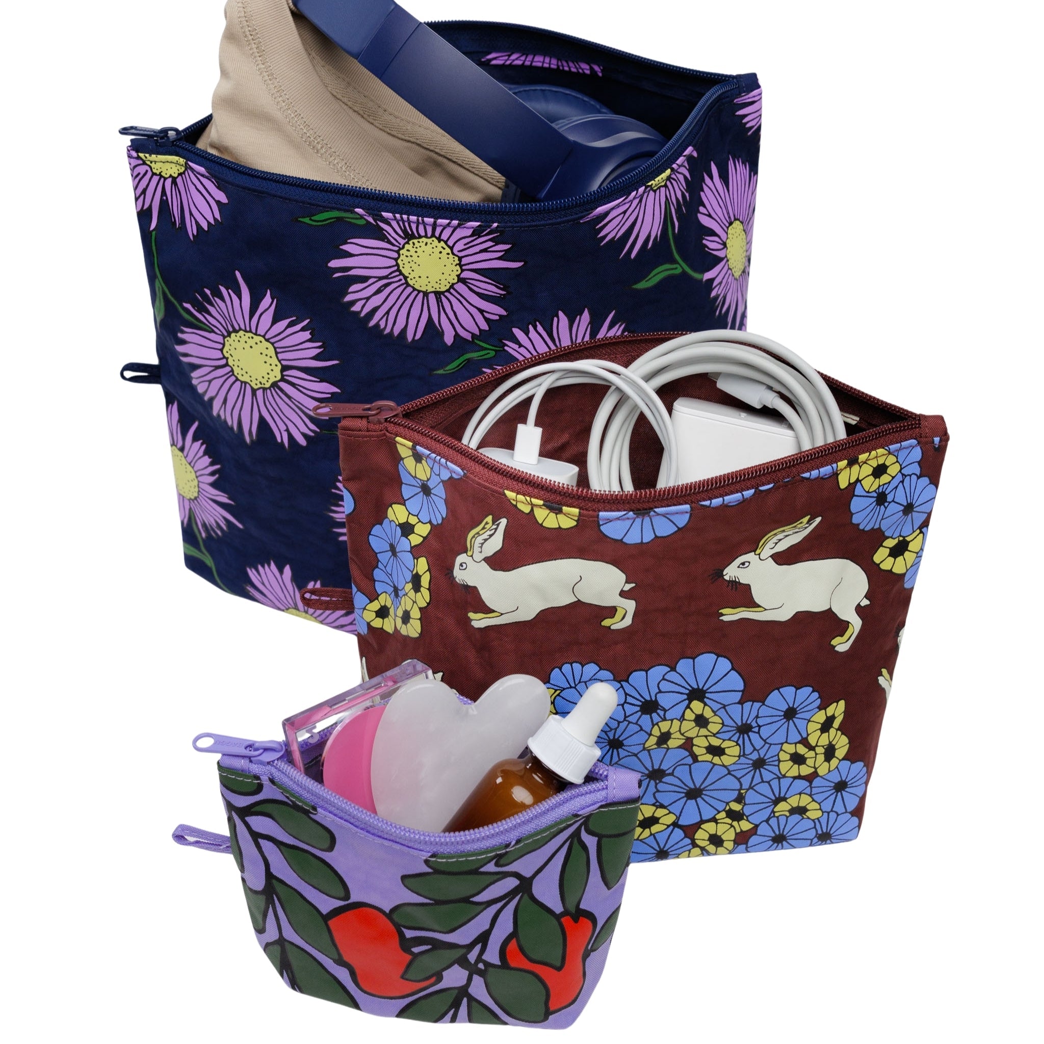 Baggu Go Pouch Set in Night Orchard