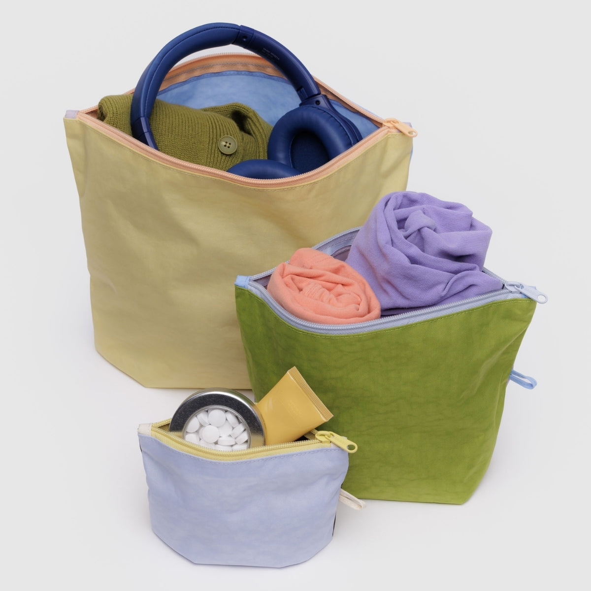 Baggu Go Pouch Set in Pastels Colorblock