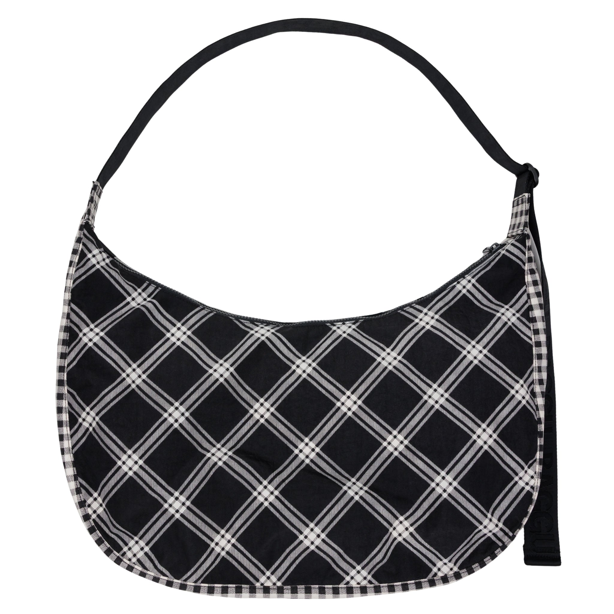 Baggu Large Nylon Crescent Bag in Mixed Plaid