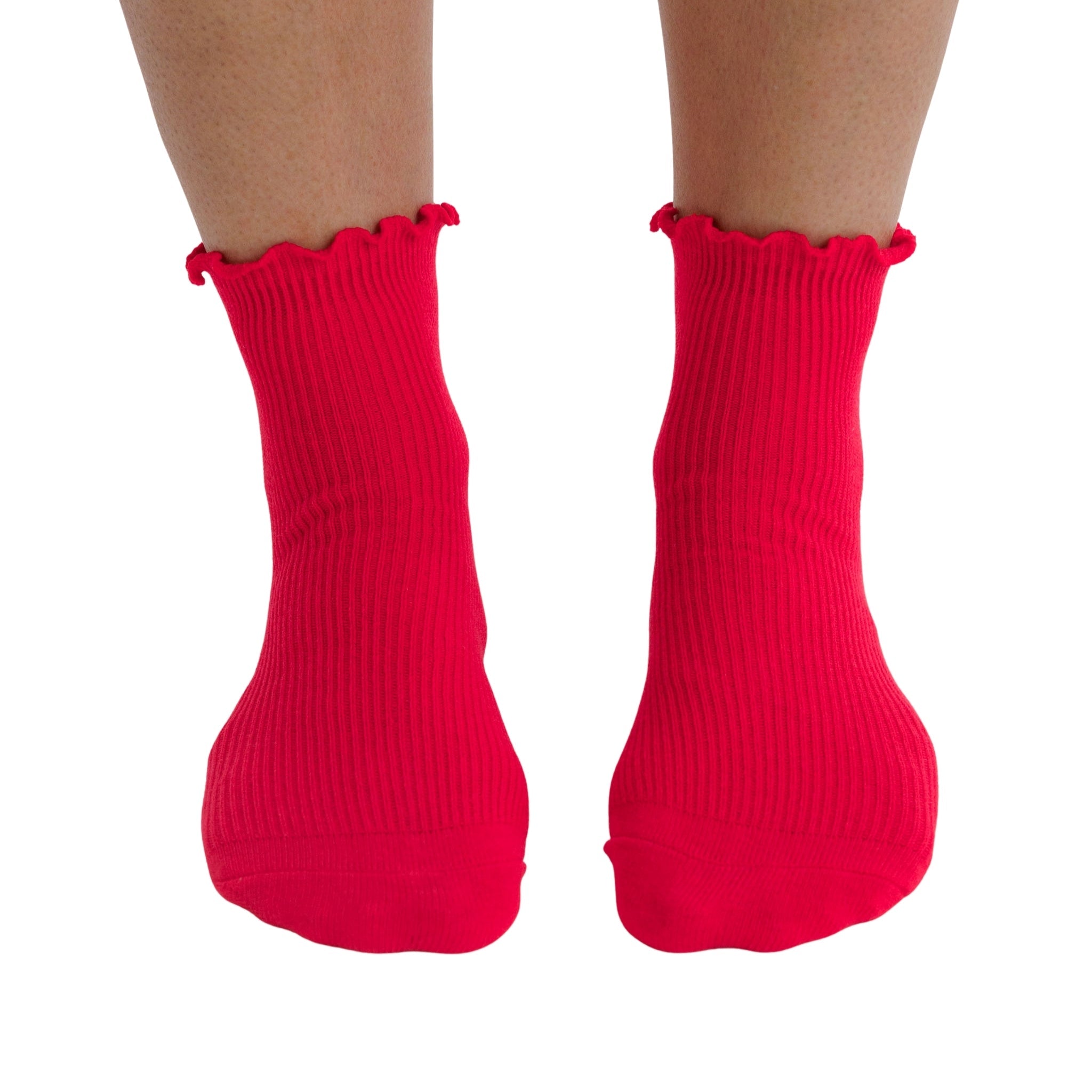 Baggu Lettuce Edge Sock Set in Light Blue & Red