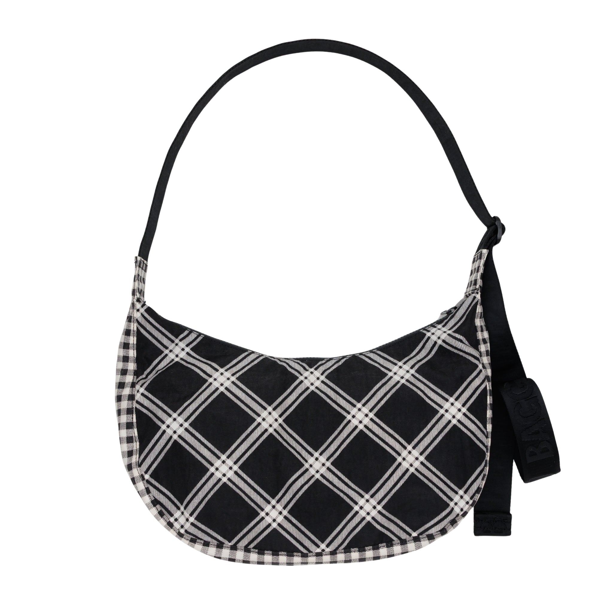 Baggu Medium Nylon Crescent Bag in Mixed Plaid