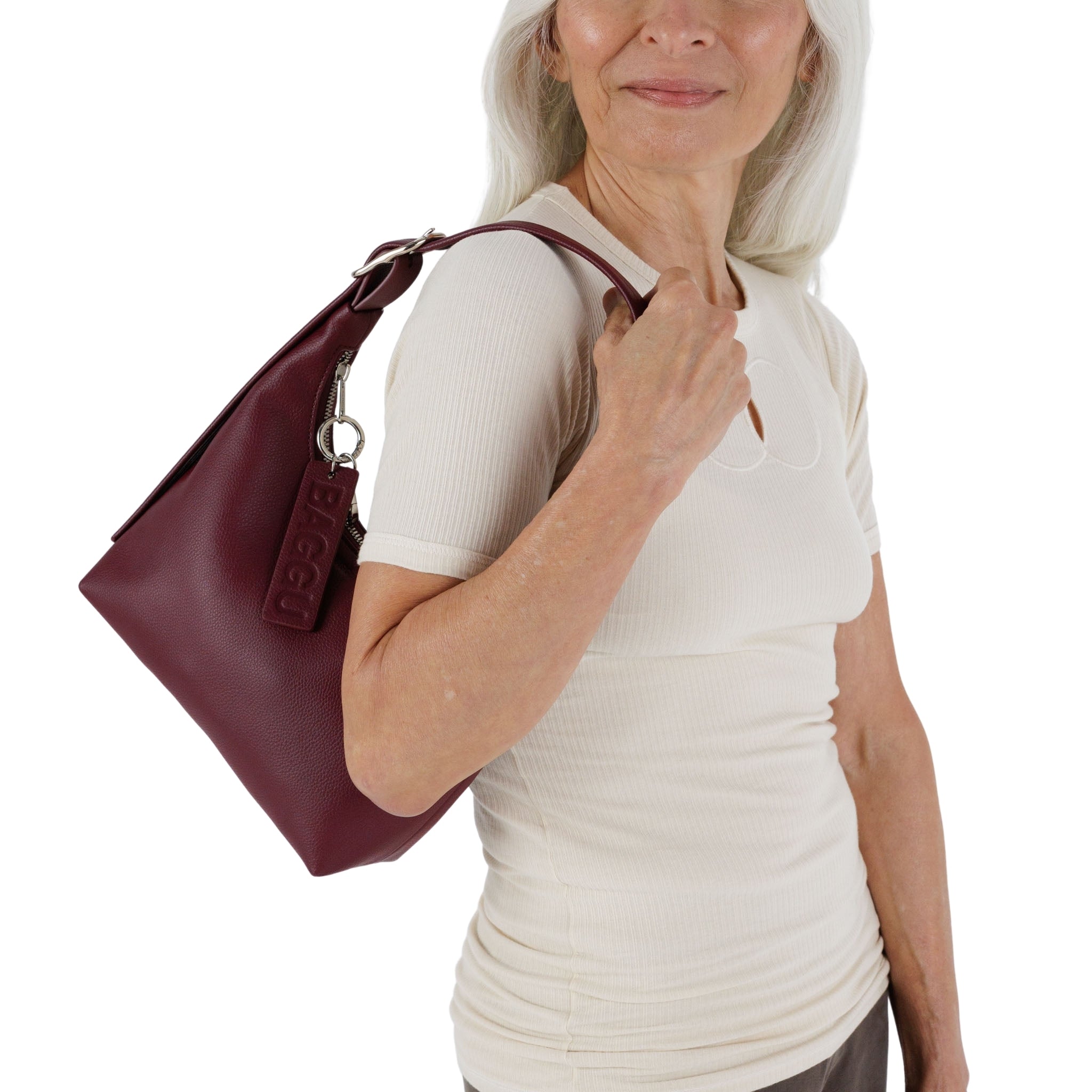 Baggu Mini Recycled Leather Shoulder Bag in Mahogany