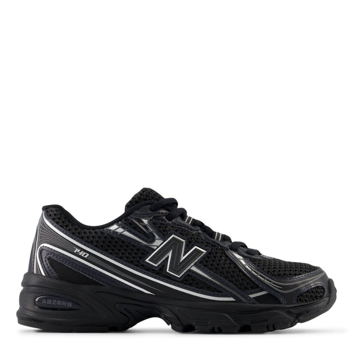 New Balance Youth 740 in Black with Silver Metallic